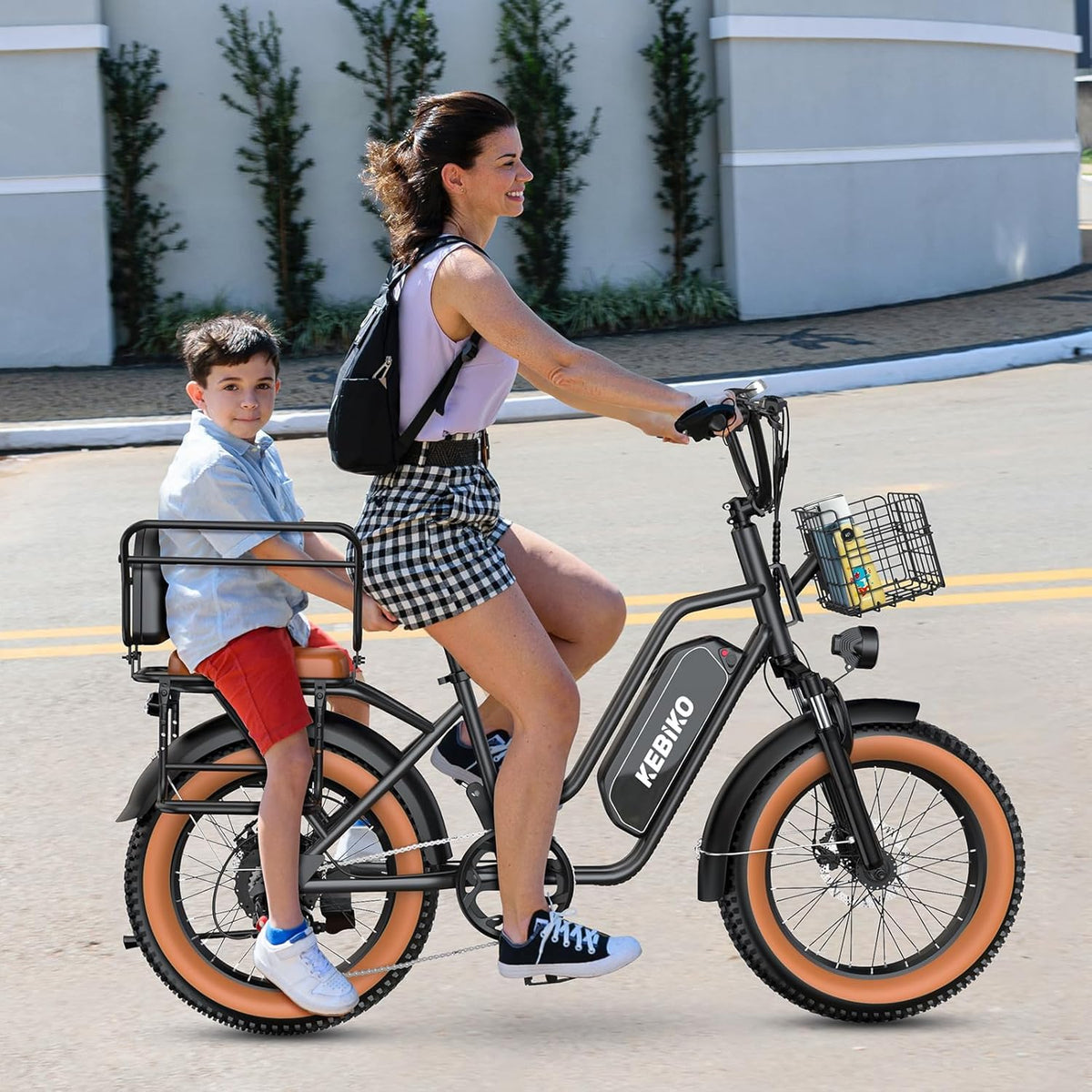 EUYBIKE Electric Bike for Adults, 20"x 4" Fat Tire Cargo Ebike, 1450W Peak Cargo Ebike with 48V 20AH Removable 960WH Battery