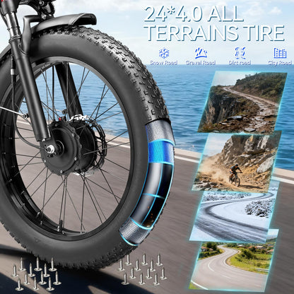 Peak-9000W-Dual-Motor-Electric-Bike for Adults with 58V Peak 34Ah Battery Up to 105 Mile, Max 48MPH Fast-Dual-Motor-Ebike