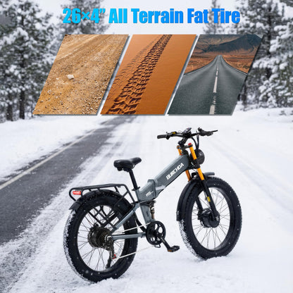 5000W Peak AWD Dual Motor Electric Bike for Adults Up to 90 Mi Long Range