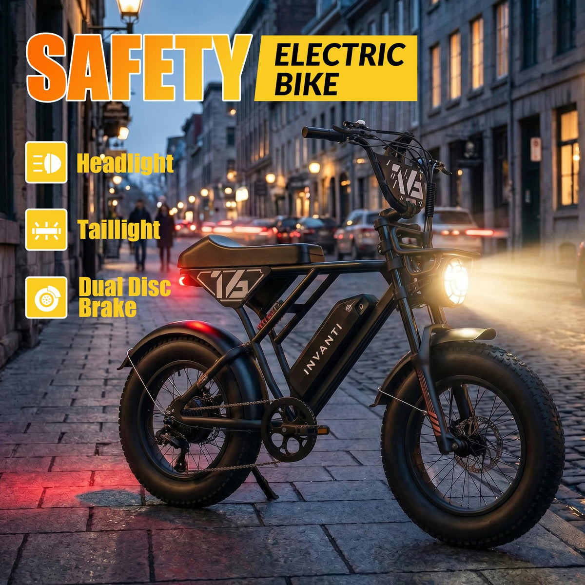 INVANTI Electric Bike for Adults,48V15Ah Removable Battery Ebike,Peak 1500W Motor,20"x4" Fat Tire Electric Bike