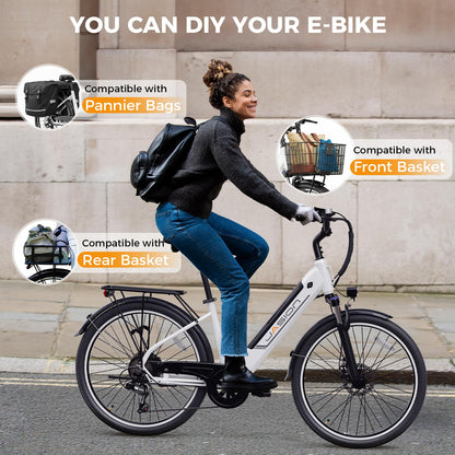Jasion Roamer/ST Electric Bike for Adults, 26'' Commuter Ebike 1200W 528WH Removable Battery