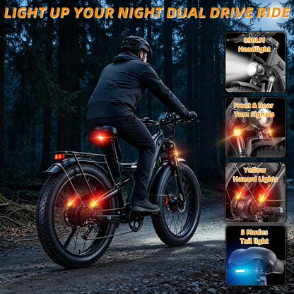 8000W Peak 52V 30AH Dual-Motor-Ebike for Adults, Max 50MPH Off-Road E Bike