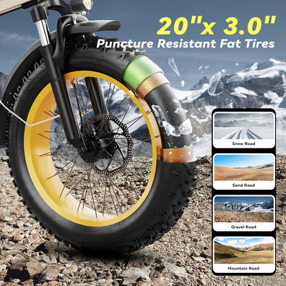EUYBIKE Foldable Electric Bike for Adults, 48V 20Ah Removable Lithium Battery up to 80Miles, 20" Fat Tire 1000W Peak Motor Dirt Ebike
