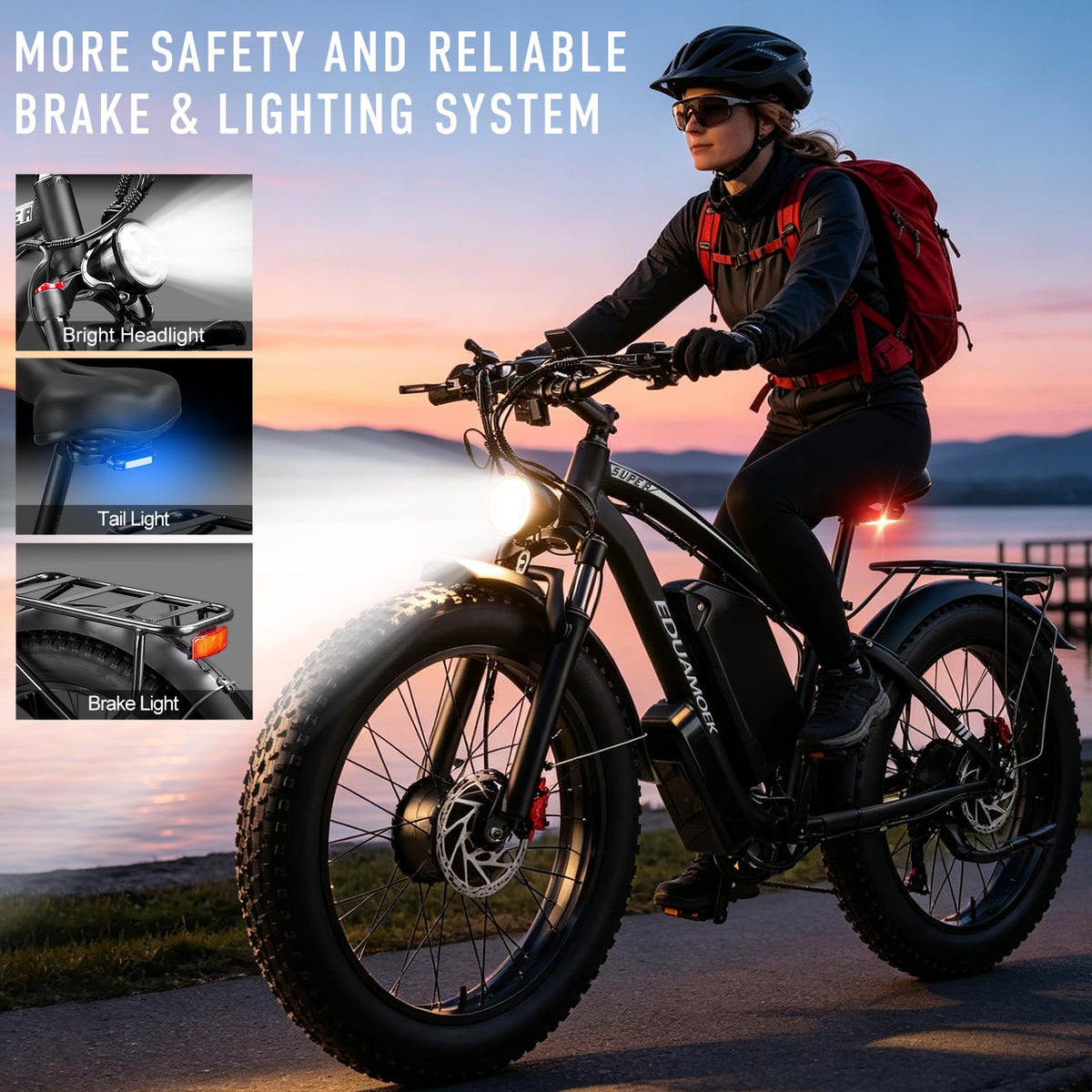 9000W-Peak-Dual-Motor-Ebike, 58V Max-output 34Ah Adults Electric Bike 48MPH