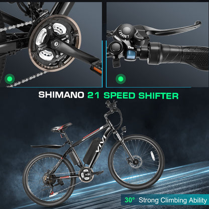 Vivi Electric Bike for Adults, Peak 750W Ebike 26" Electric Mountain Bike, 20MPH Adult Electric Bicycles Commuter Ebike with 48V Battery