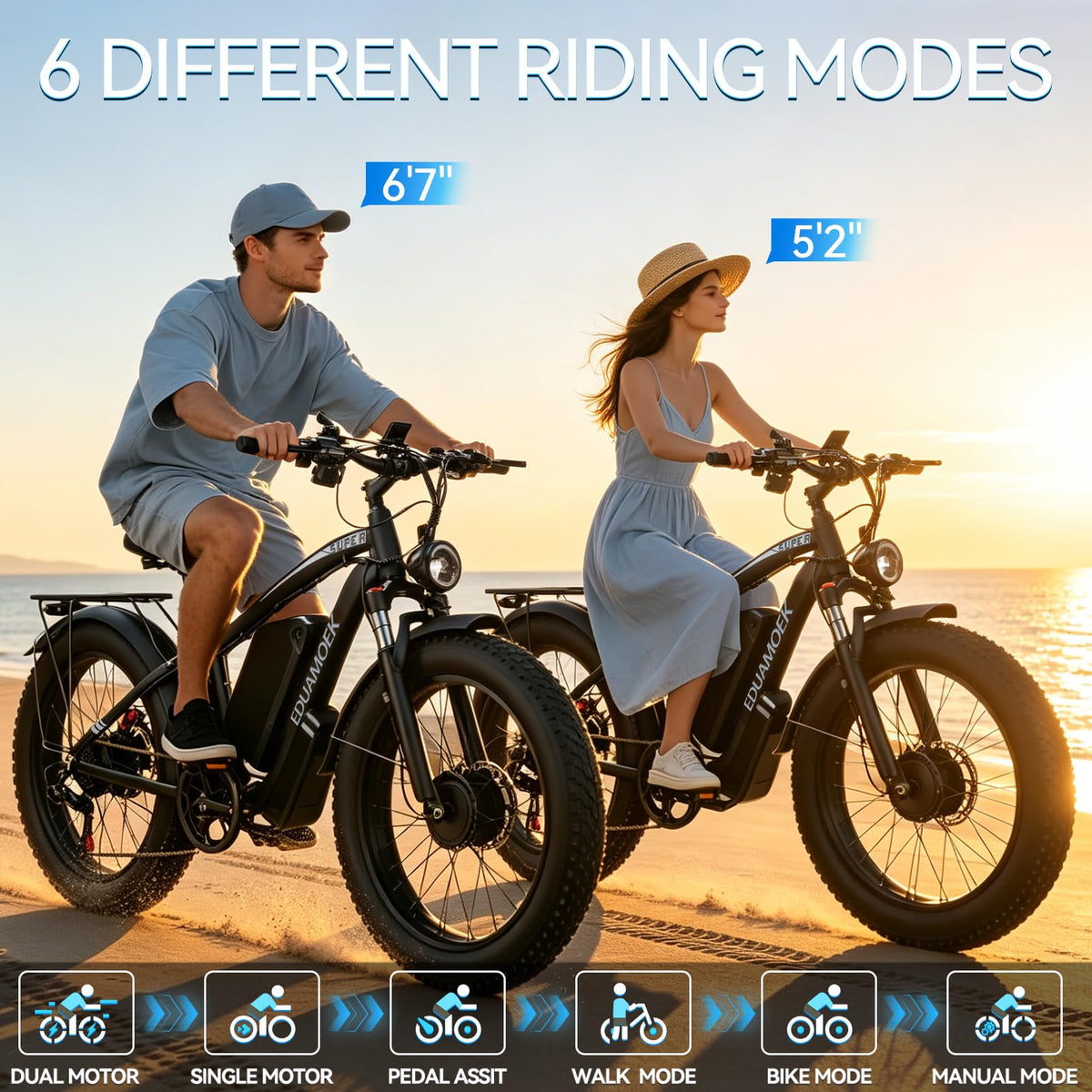 9000W-Peak-Dual-Motor-Ebike, 58V Max-output 34Ah Adults Electric Bike 48MPH