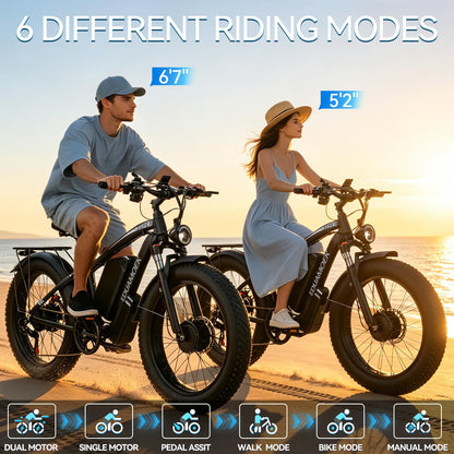 Peak-9000W-Dual-Motor-Electric-Bike for Adults with 58V Peak 34Ah Battery Up to 105 Mile, Max 48MPH Fast-Dual-Motor-Ebike
