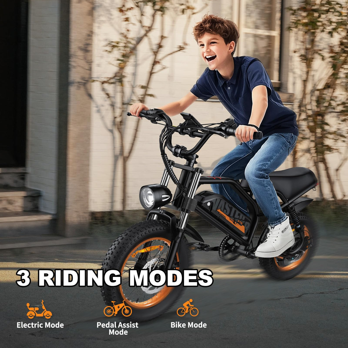 AVDLBIKE Electric Bike, 16'' Fat Tire eBike for Teens/Adults, 500W E-Bike with 36V/12.8Ah Removable Battery