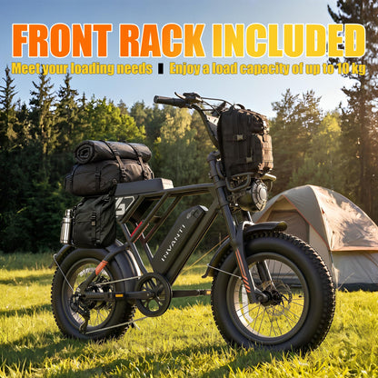 INVANTI Electric Bike for Adults,48V15Ah Removable Battery Ebike,Peak 1500W Motor,20"x4" Fat Tire Electric Bike
