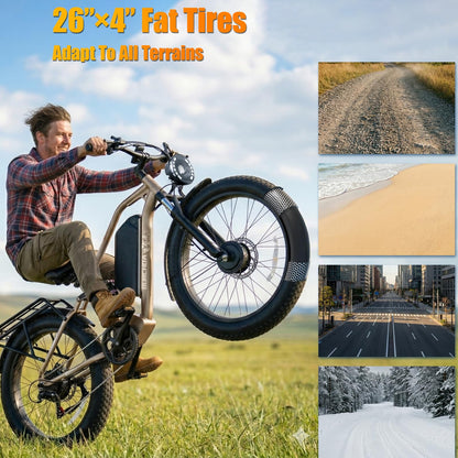 5000W Peak AWD Dual Motor Electric Bike for Adults Up to 90 Mi Long Range