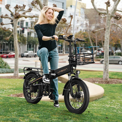 Jasion EB6 Foldable Electric Bike for Adults, 1200W Peak Motor 25 MPH EBike