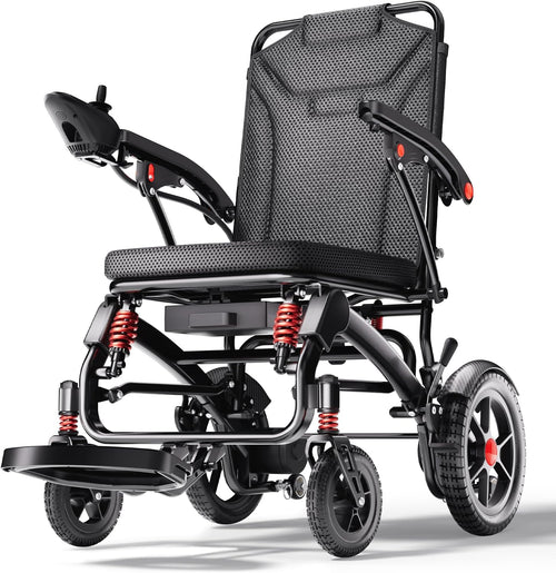 Ultra Lightweight Foldable Electric Wheelchair for Adults, 25 Mile Range, Portable All-Terrain Power Chair with 360° Joystick