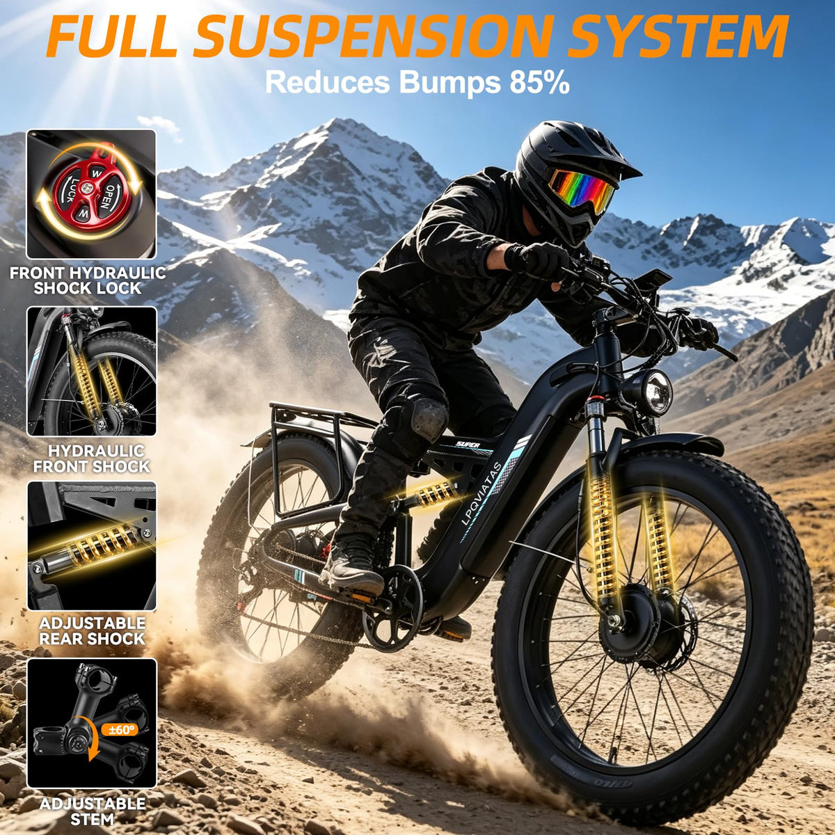 8000W Peak 52V 30AH Dual-Motor-Ebike for Adults, Max 50MPH Off-Road E Bike