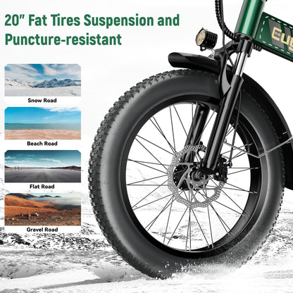 EUYBIKE Foldable Electric Bike for Adults, 48V 20Ah Removable Lithium Battery up to 80Miles, 20" Fat Tire 1000W Dirt Ebike