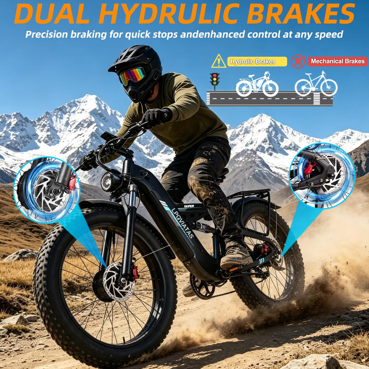 8000W Peak Electric Bike for Adults Max 50MPH 52V 30AH Up To 100 Mile Range