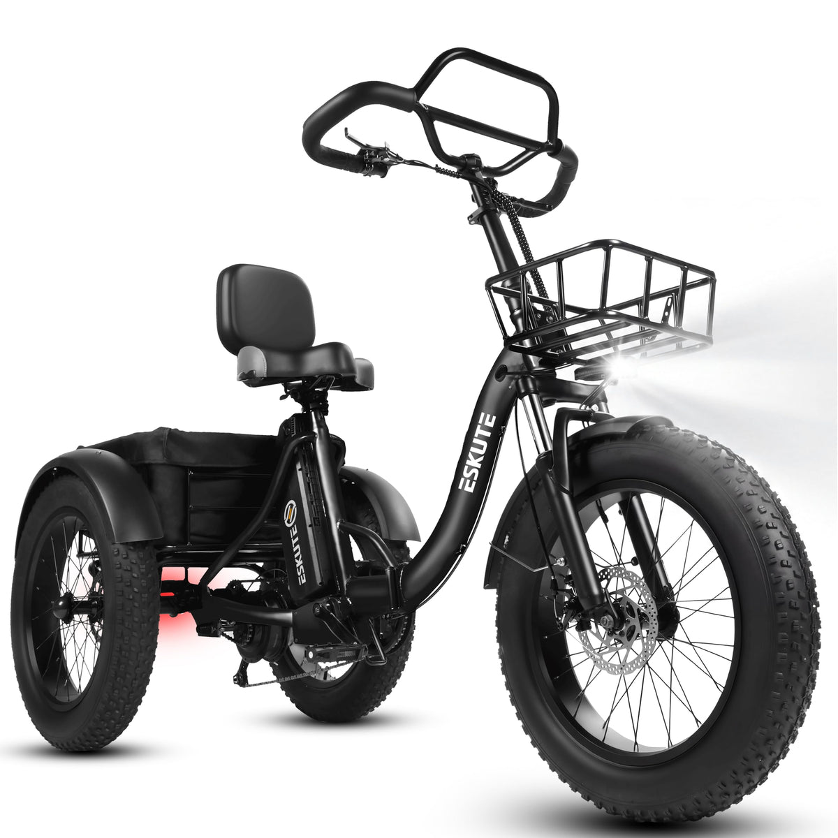 ESKUTE T300 Pro Electric Trike for Adults, 998.4Wh Long-Range Battery, 1200W Peak Motor, 20"x4.0" Fat Tires