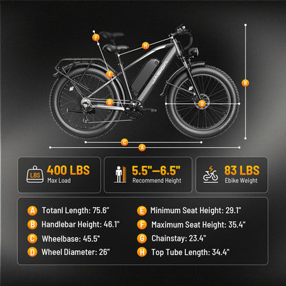 Jasion EB5 MAX Electric Bike for Adults with 2000W Peak Motor, 48V 15Ah (720Wh) Battery Electric Mountain Bike
