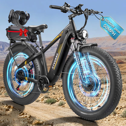 8000W-Peak Dual Motor Electric Bike for Adults,52V 26AH Battery Max 50MPH Up To 100 Miles