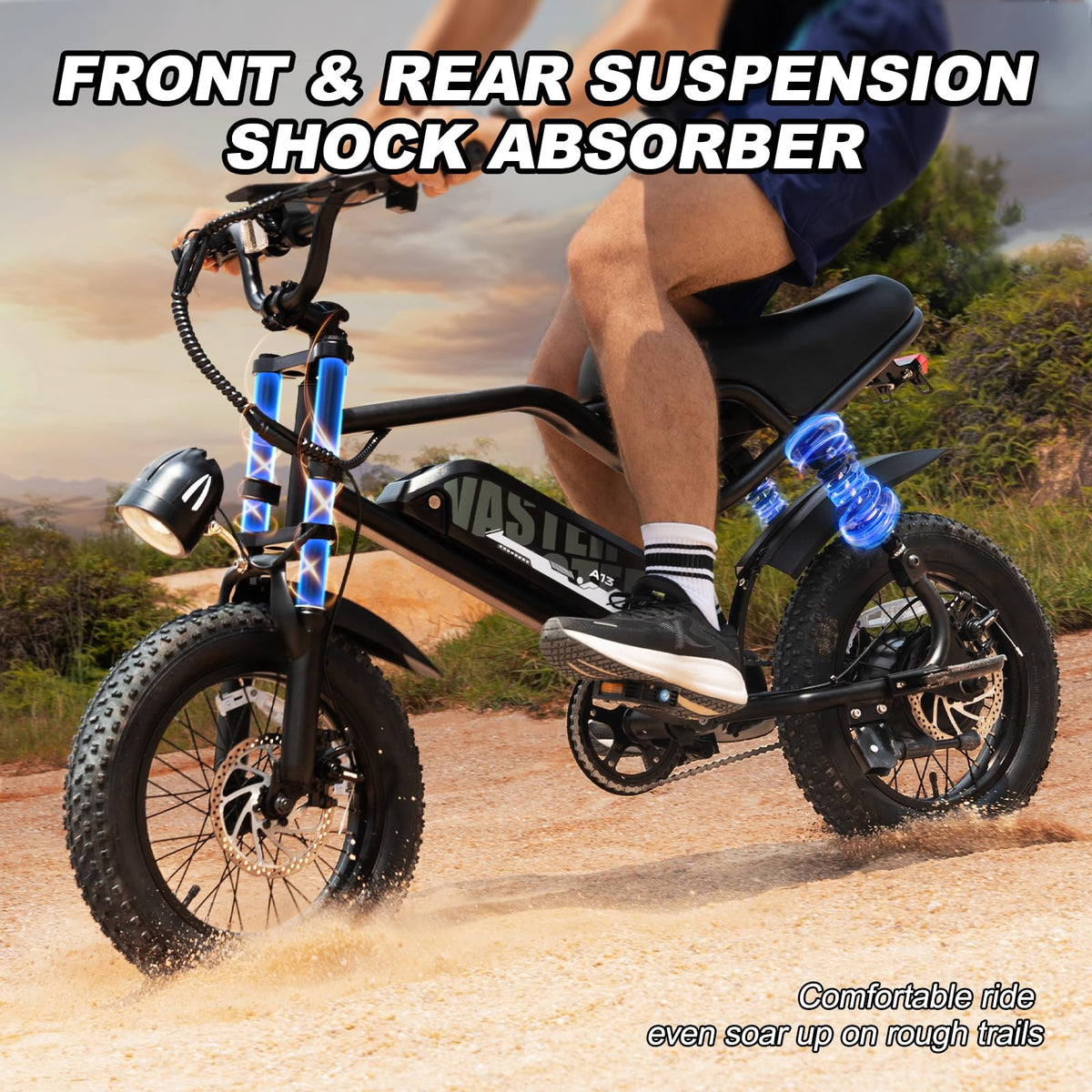 AVDLBIKE Electric Bike, 16'' Fat Tire eBike for Adults, 500W E-Bike with 36V/12.8Ah Removable Battery