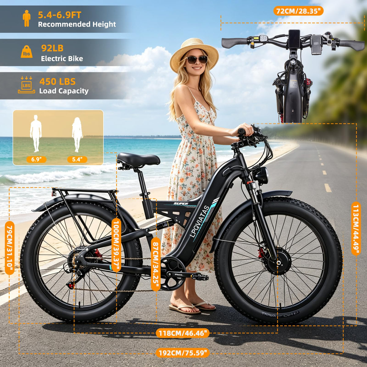 8000W Peak 52V 30AH Dual-Motor-Ebike for Adults, Max 50MPH Off-Road E Bike