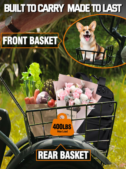 ESKUTE E Trike Electric Bike, Peak 1200W Brushless Motor Folding Trike 18X3.0 Fat Tire Ebike, 624Wh Battery