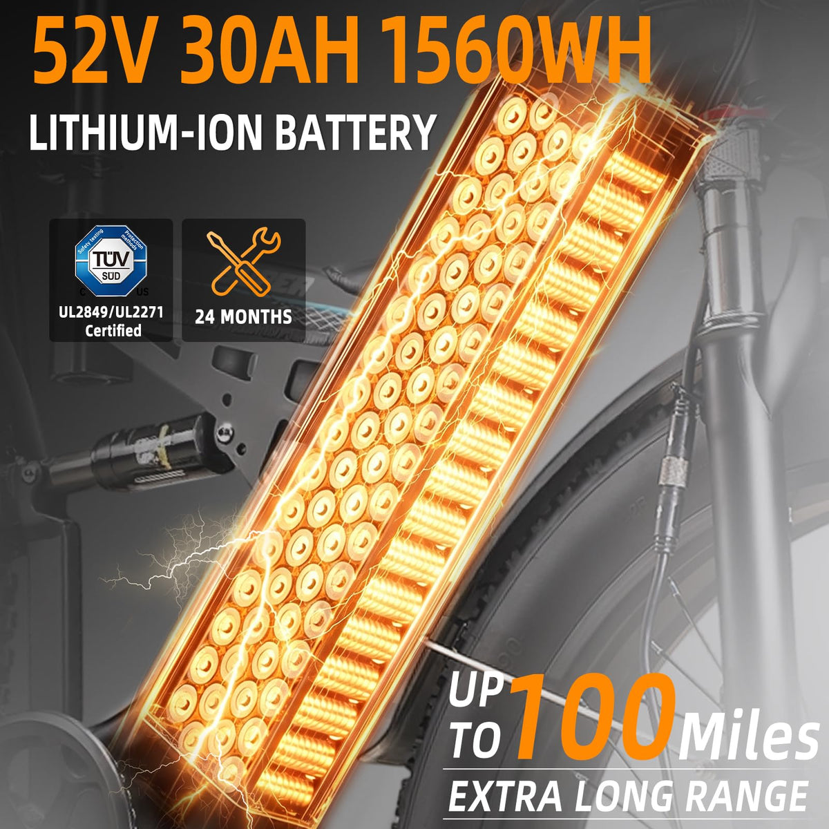 8000W Peak 52V 30AH Dual-Motor-Ebike for Adults, Max 50MPH Off-Road E Bike