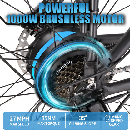 KETELES Ebikes for Adults, AWD Dual Motor Ebike Peak 6000W 26” Electric Bike Fat Tire, 52V 26AH Battery