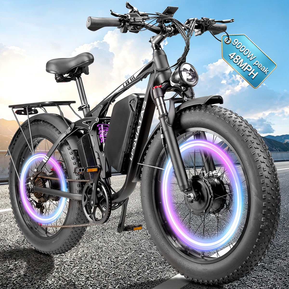 Peak-9000W-Dual-Motor-Electric-Bike Adults, 58V Peak 34AH Max 48MPH 105Mi