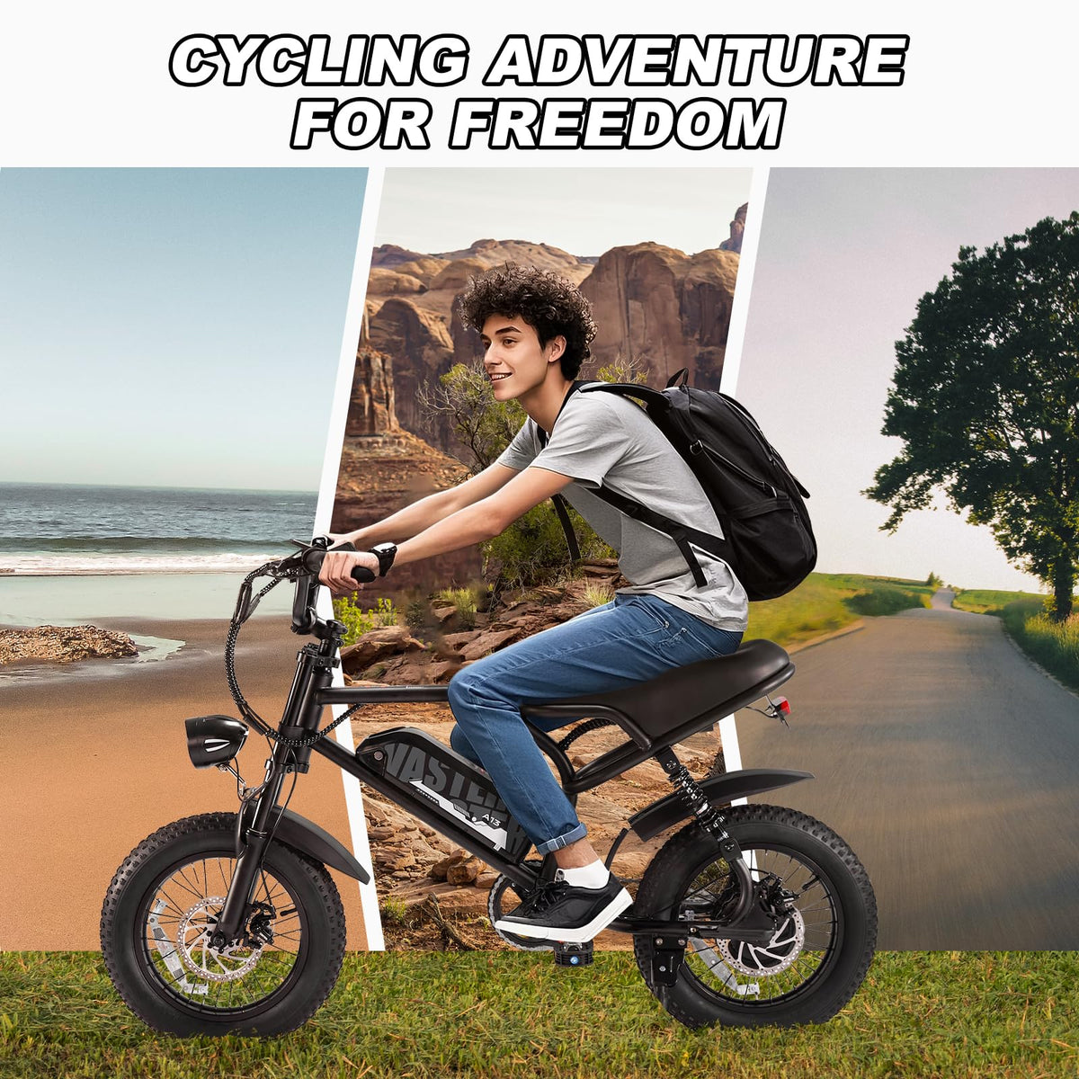 AVDLBIKE Electric Bike, A13 16'' Ebike for Teens, 500W Fat Tire E-Bike with 36V/12.8Ah Removable Battery