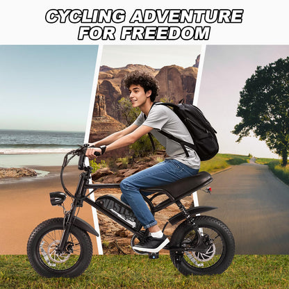 AVDLBIKE Electric Bike, A13 16'' Ebike for Teens, 500W Fat Tire E-Bike with 36V/12.8Ah Removable Battery