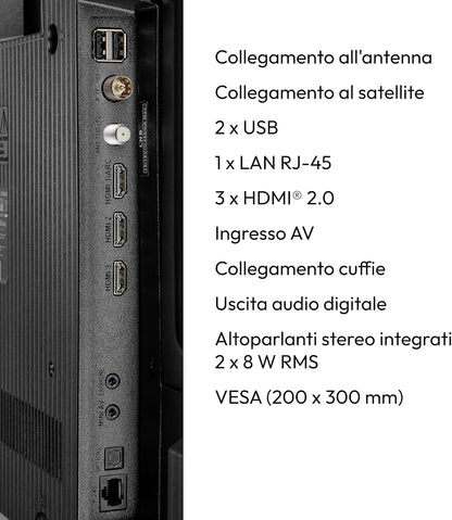 MEDION 125, 7 cm (50 Inch) TV Ultra HD (Smart-TV, HDR10, VIDAA Store, Netflix, Prime Video, Disney+, DAZN, Paramount+, HbbTV, PVR, Bluetooth), MD 850200