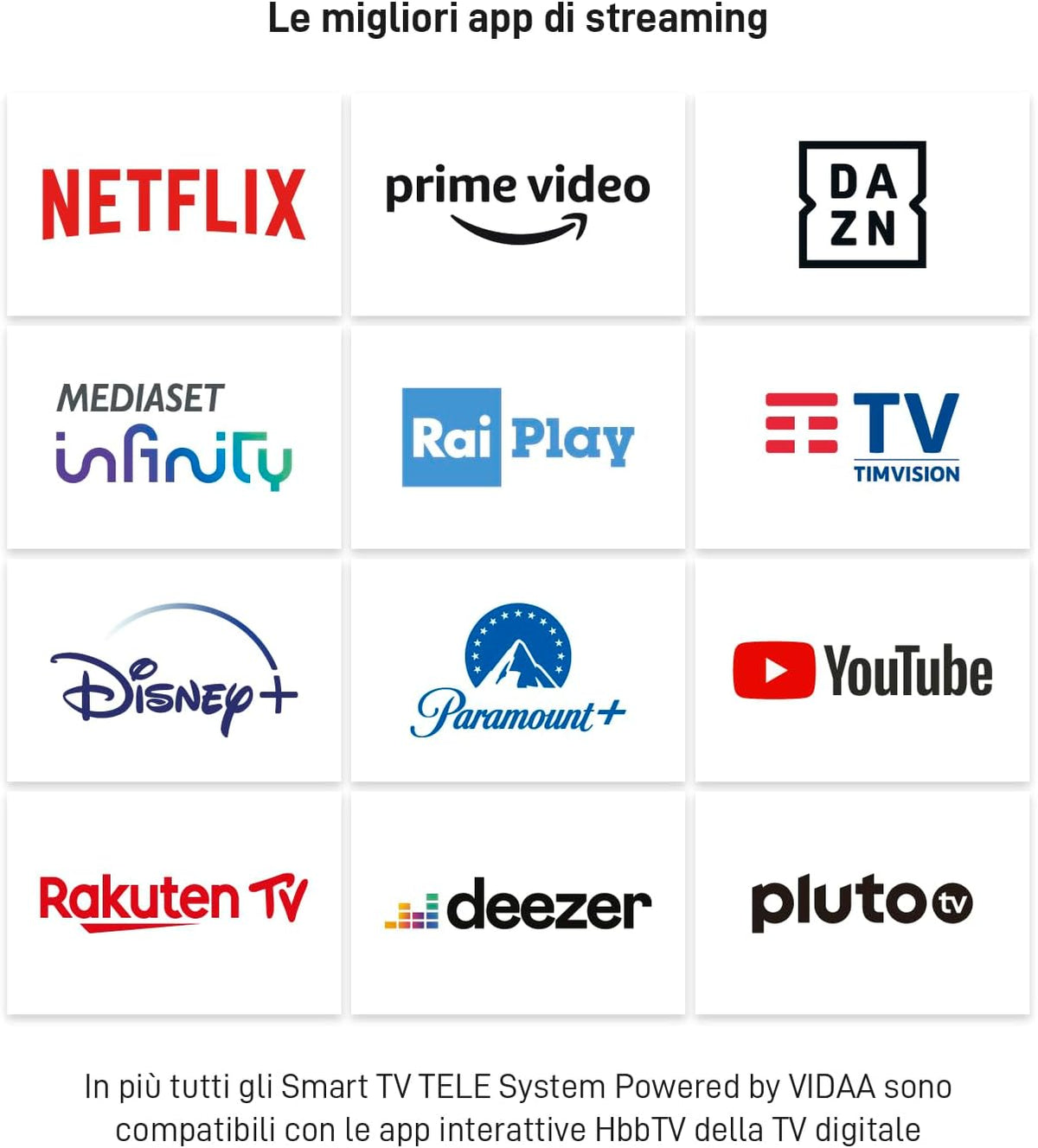 TELE System Smart TV 40 Inch Full HD LED Frameless, Certificato CAM tivùsat, HbbTV, HDR10 HLG, powered by VIDAA, Dual Remote Control Included.