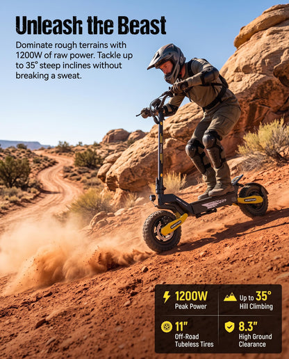 Electric Scooter for Adults, 11" Off-Road Tires, Fast E Scooter