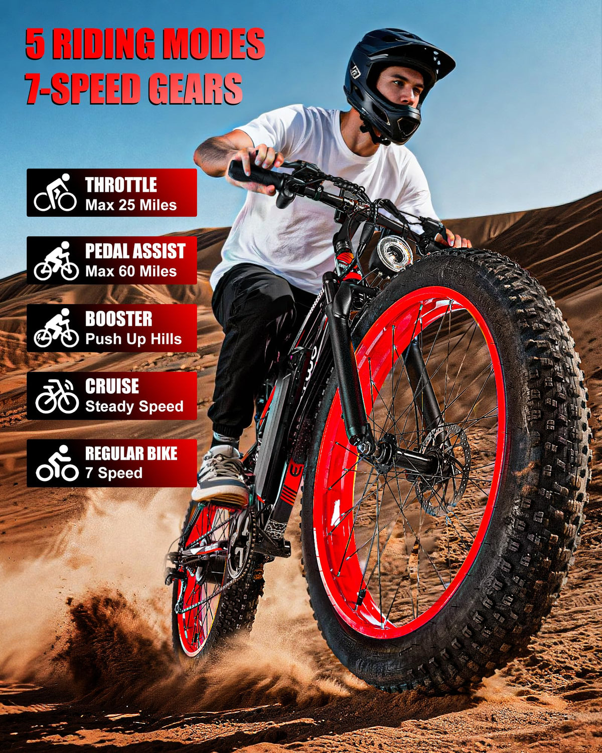 EOEOTWO Electric Bike for Adults, 1500W Peak E-Bikes, 26" Fat Tire Ebikes