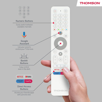 Thomson Go 32" TV (81 cm), TV Android Portable - HD Ready (1366x768), Voice Control, Bluetooth 5.1, Wi-Fi, funzione hotspot, autonomia up to 4 Hours