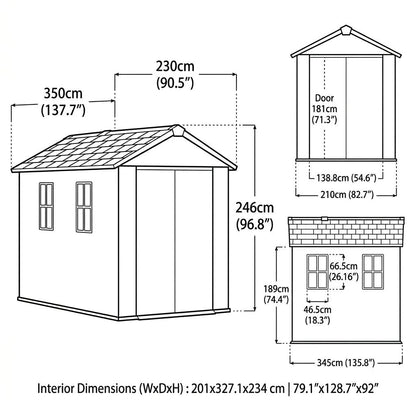 Keter 11’x7.5′ Newton Plus Side Entry Plastic Shed Graphite
