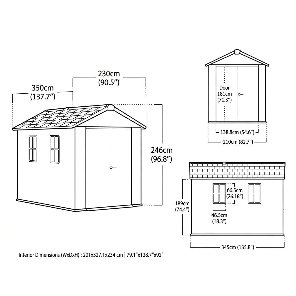 Keter 11’x7.5′ Newton Plus Side Entry Plastic Shed Graphite