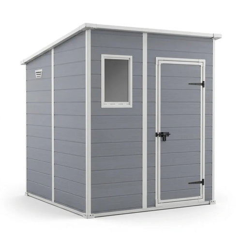 Keter 6×6 Manor Plastic Pent Garden Storage Shed Grey