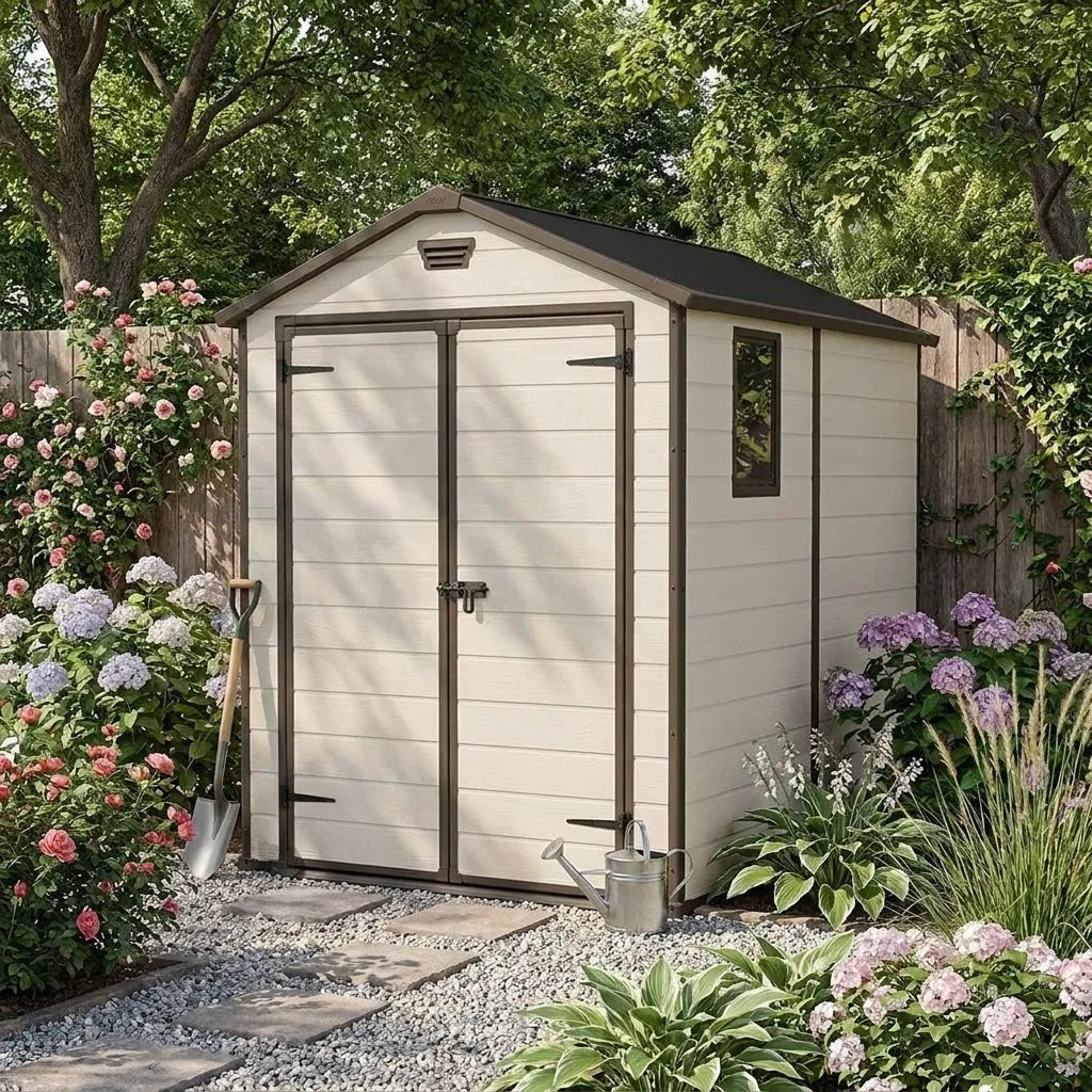 Keter 6×8 Manor Plastic Garden Storage Shed Beige