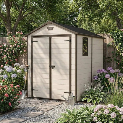 Keter 6×8 Manor Plastic Garden Storage Shed Beige