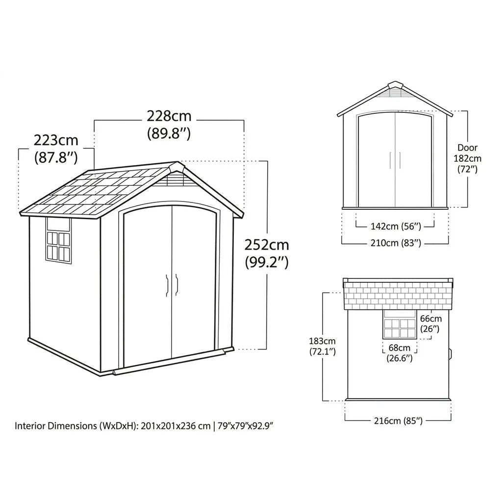 Keter 7.5’x11′ Premier Heavy Duty Plastic Shed Grey