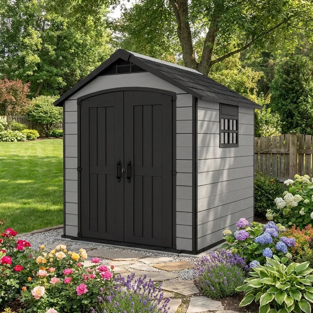 Keter 7.5’x11′ Premier Heavy Duty Plastic Shed Grey