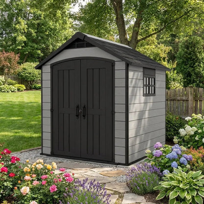 Keter 7.5’x11′ Premier Heavy Duty Plastic Shed Grey