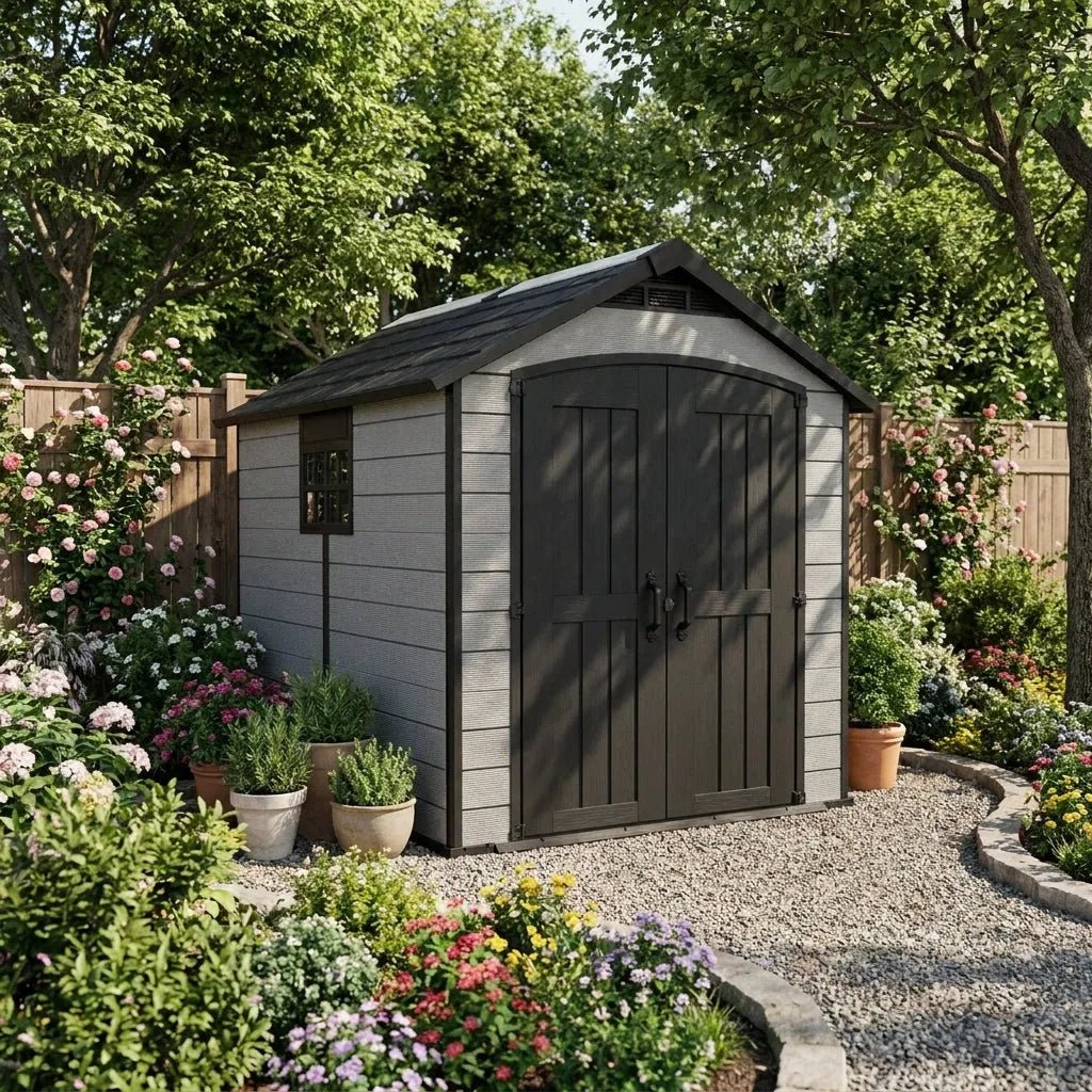 Keter 7.5×9 Premier Heavy Duty Plastic Shed Grey