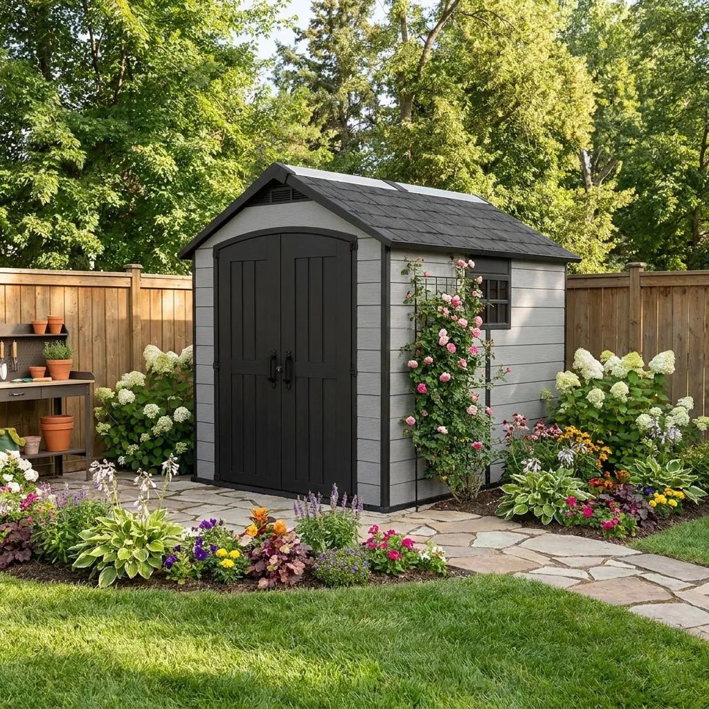 Keter 7.5×9 Premier Heavy Duty Plastic Shed Grey