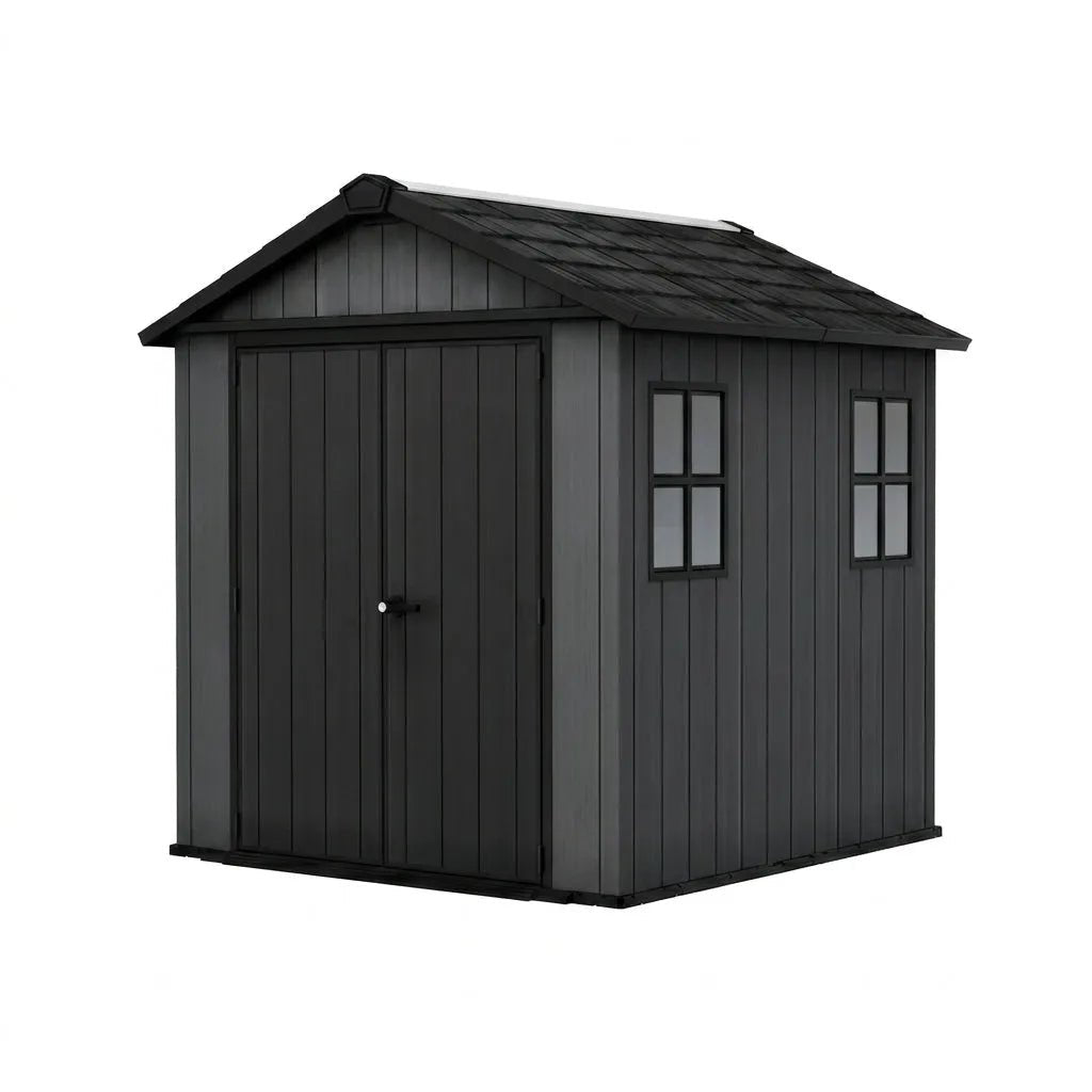Keter 7’x7.5′ Newton Plus Side Entry Plastic Shed Dark Grey