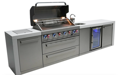 Mont Alpi 805 Deluxe Island with Beverage Center 6-Burner Grill 2 Infrared Burners