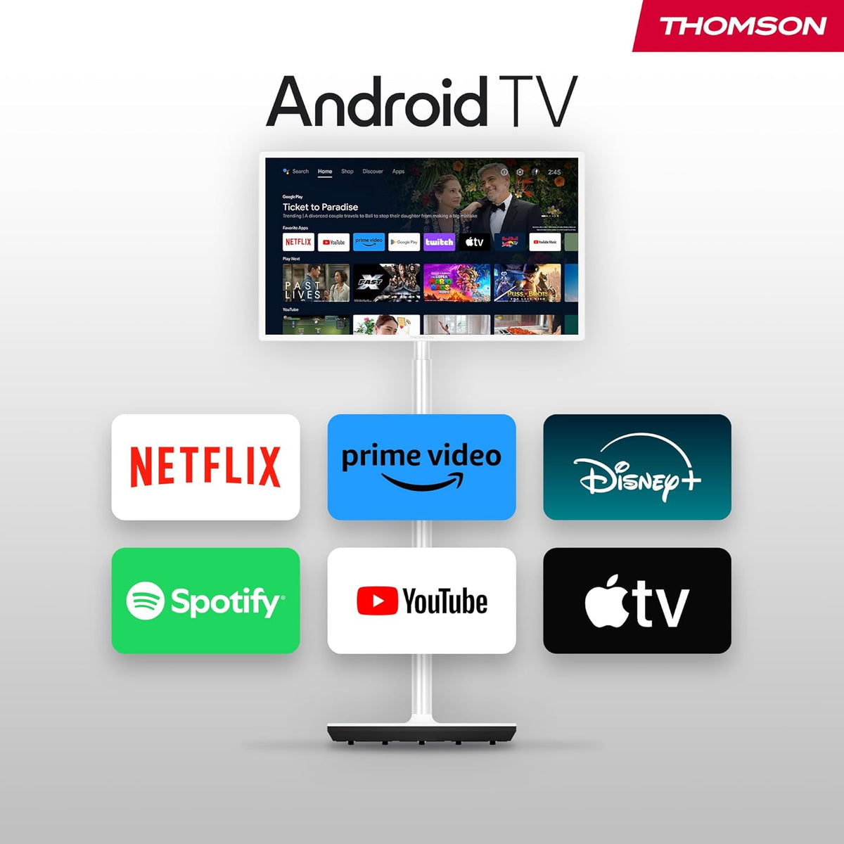 Thomson Go 32" TV (81 cm), TV Android Portable - HD Ready (1366x768), Voice Control, Bluetooth 5.1, Wi-Fi, funzione hotspot, autonomia up to 4 Hours