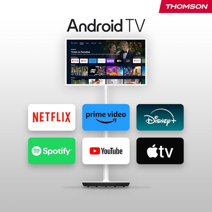 Thomson Go 32" TV (81 cm), TV Android Portable - HD Ready (1366x768), Voice Control, Bluetooth 5.1, Wi-Fi, funzione hotspot, autonomia up to 4 Hours
