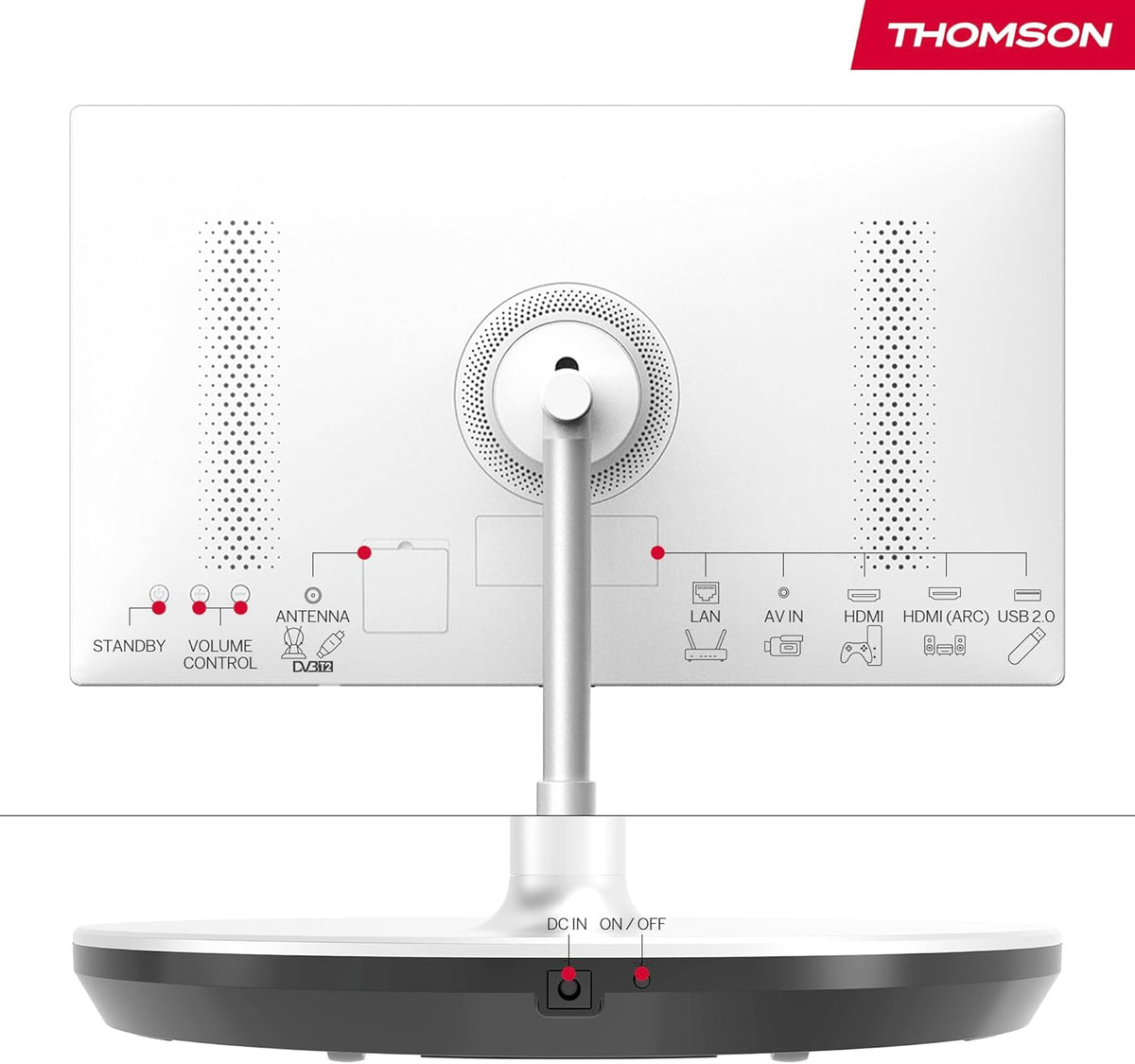 Thomson Go 32" TV (81 cm), TV Android Portable - HD Ready (1366x768), Voice Control, Bluetooth 5.1, Wi-Fi, funzione hotspot, autonomia up to 4 Hours